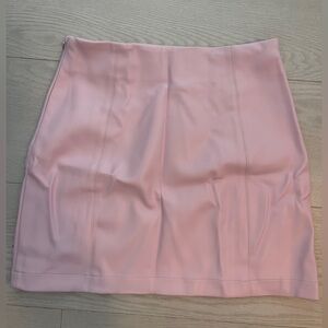 Meshki Light Pink Mini Leather Skirt